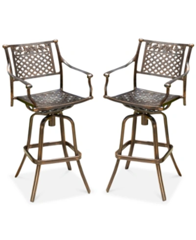 Noble House Lakelin 2-pc. Outdoor Bar Stools In Copper