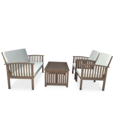 Noble House Gadson Outdoor 4-pc. Chat Set In Grey