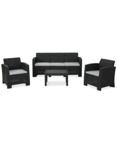 Noble House Wellington 4-pc. Outdoor Chat Set In Black