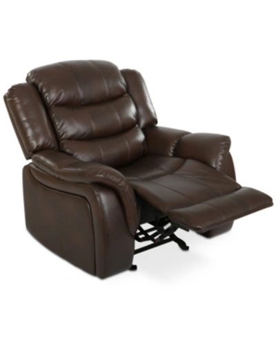Noble House Olyena Faux Leather Glider Recliner In Brown