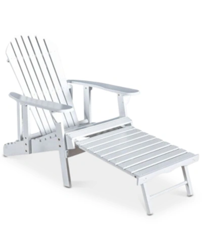 Noble House Collyer Adirondack Chair Set And Footrest (set Of 2) In White