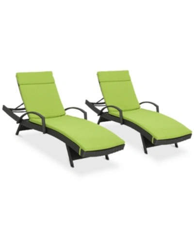 Noble House Baja Outdoor Chaise Lounge (set Of 2) In Green