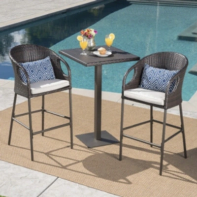 Noble House Dominica Outdoor 3pc Bar Set In Brown