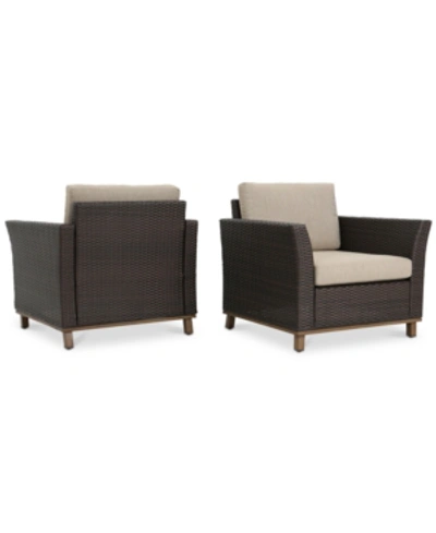 Noble House Malibu Outdoor Club Chairs (set Of 2) In Brown