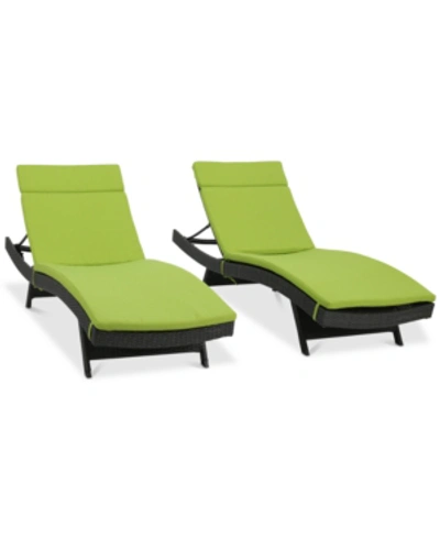 Noble House Taylor Outdoor Chaise Lounge (set Of 2) In Grey