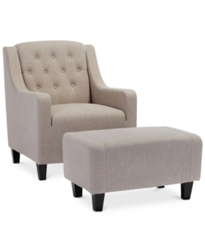Noble House Heyrod Chair & Ottoman In Beige