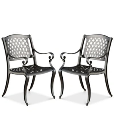 Noble House Orven Set Of 2 Cast Aluminun Outdoor Chairs In Black