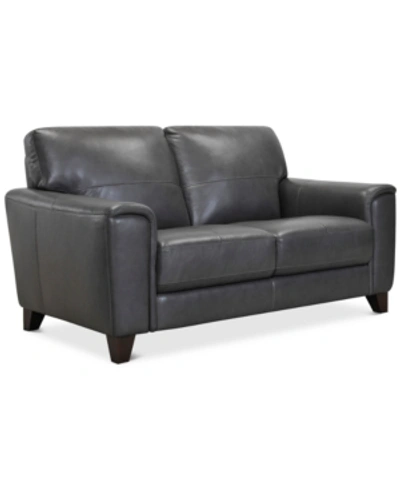 Furniture Brayna 65" Classic Leather Loveseat, Created For Macy's In Classico Pewter Charcoal