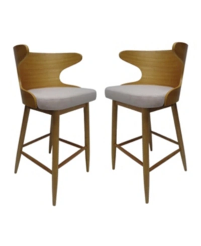 Noble House Karlin Mid Century Modern Barstools (set Of 2) In Beige
