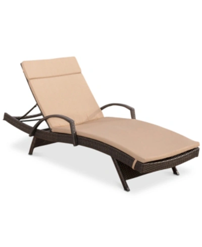 Noble House Harbor Pines Outdoor Chaise Lounge In Brown