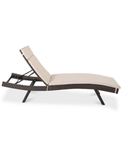 Noble House Farron Cushion Adjustable Lounge In Beige