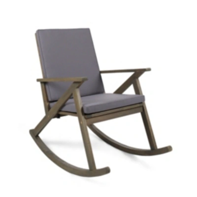Noble House Gus Outdoor Rocking Chair In Grey