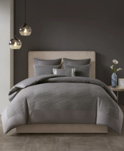 Natori N  Hanae Yarn-dyed 3-pc. Duvet Cover Set, Full/queen In Grey