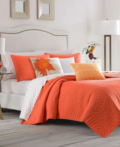 Trina Turk Palm Desert Ladybug Orange Twin Quilt Set Bedding In Dark Orange