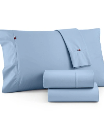 Tommy Hilfiger Solid Core Twin Sheet Set Bedding In Light Blue
