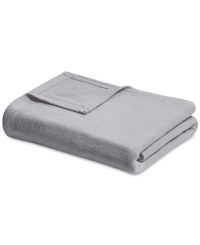 Madison Park Freshspun Basketweave Cotton Blanket, Full/queen In Grey