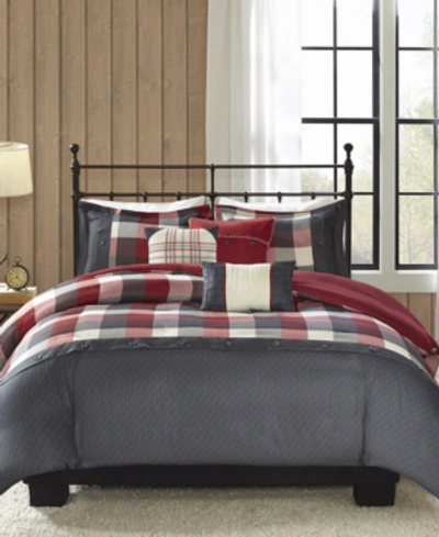 Madison Park Ridge Herringbone 6-pc. Duvet Cover Set, King/california King In Red