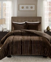 Madison Park Duke Reversible Faux Fur 3-pc. Comforter Set, King/california King In Chocolate