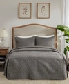 Madison Park Quebec Open Corner Pleated Quilted Bedspread, Queen In Dark Grey
