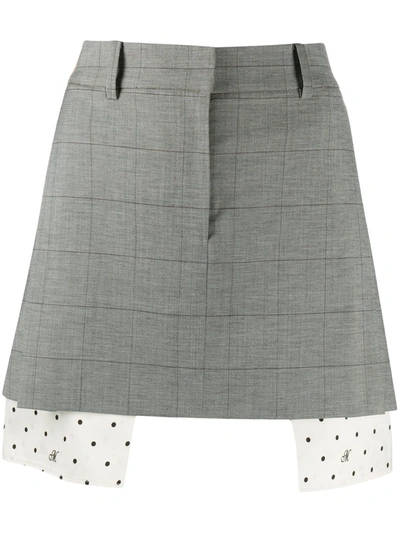Monse M Dot Underlayer Check Mini Skirt In Grey