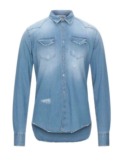 Aglini Denim Shirts In Blue