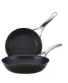 Anolon Nouvelle Copper Luxe Onyx Hard-anodized Nonstick Twin Pack Skillet In Onyx