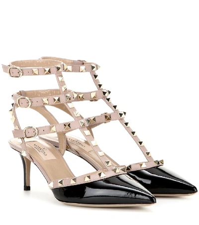 Valentino Garavani Rockstud Leather Pumps In Black,beige