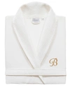 Linum Home Turkish Cotton Personalized Unisex Waffle Weave Bathrobe Bedding In Gold B