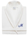 Linum Home Turkish Cotton Personalized Unisex Waffle Weave Bathrobe Bedding In Navy M