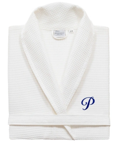 Linum Home Turkish Cotton Personalized Unisex Waffle Weave Bathrobe Bedding In Navy P