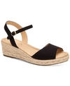 Charter Club Luchia Platform Wedge Sandals, Created For Macy's Women's Shoes In Black Canvas