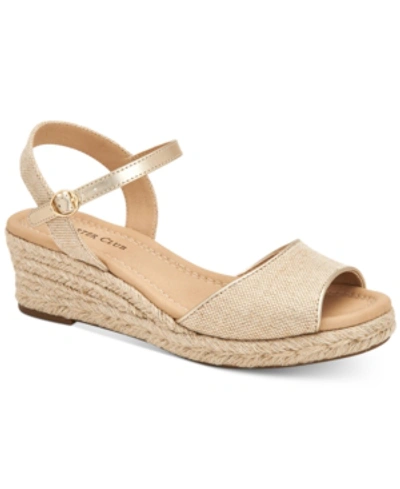 Charter Club Luchia Platform Wedge Sandals, Created For Macy's Women's Shoes In Tan/beige