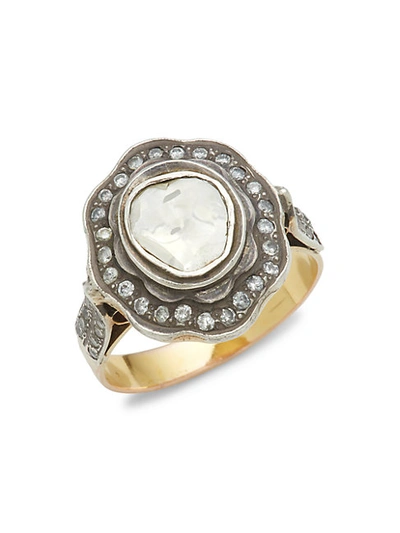 Amrapali 14k Yellow Gold, Sterling Silver & Sliced Diamond Ring