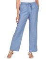 Charter Club Women's Linen Capri Tie-waist Pants, Created For Macy's In Blue Ocean