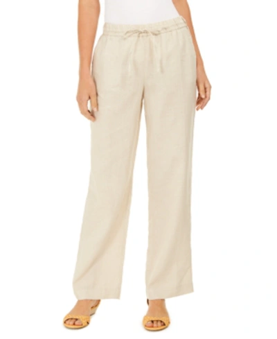 Charter Club Linen Drawstring-waist Pants, Created For Macy's In Flax