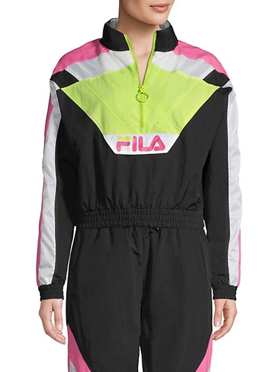 Fila Conchita Half-zip Wind Jacket In Pink Grey Black