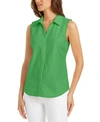 CHARTER CLUB COTTON PIQUE SLEEVELESS SHIRT, CREATED FOR MACY'S