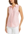 CHARTER CLUB COTTON PIQUE SLEEVELESS SHIRT, CREATED FOR MACY'S