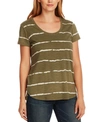 Vince Camuto Linear Whispers Cotton Blend T-shirt In Lt Sage