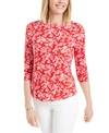 CHARTER CLUB FLORAL-PRINT PIMA COTTON BOAT-NECK TOP, CREATED FOR MACY'S