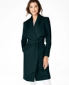 Cole Haan Plus Size Belted Wrap Coat In Petroleum