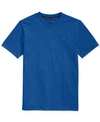 Tommy Hilfiger Toddler Boys Embroidered Logo Ribbed V-neck Tee In Blue Jean