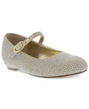 Nina Zellia-t Toddler And Little And Big Girls Maryjane In Gold Satin/studs