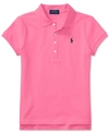 POLO RALPH LAUREN TODDLER AND LITTLE GIRLS SHORT SLEEVE STRETCH COTTON MESH POLO SHIRT