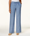 Charter Club Women's Linen Capri Tie-waist Pants, Created For Macy's In Blue Ocean