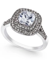 Charter Club Double Halo Crystal Center Ring, Created For Macy's In Silver