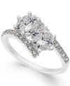 Charter Club Fine Silver Plate Cubic Zirconia 2-stone Ring, Created For Macy's In Silver
