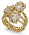 CHARTER CLUB STONE TRIO ROPE RING IN GOLD PLATE, CREATED FOR MACY'S
