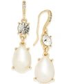 Charter Club Gold-tone Crystal & Imitation Pearl Drop Earrings, Created For Macy's In Gold
