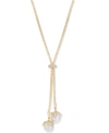 CHARTER CLUB CRYSTAL & IMITATION PEARL LARIAT NECKLACE, 36" + 2" EXTENDER, CREATED FOR MACY'S